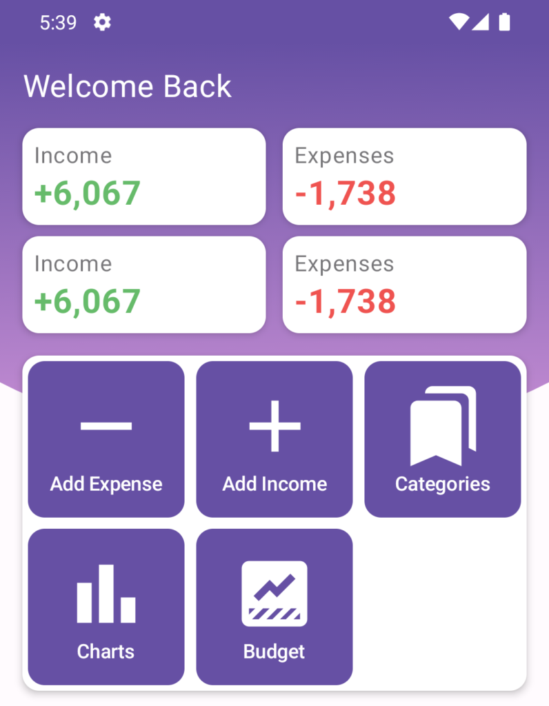 Personal Finance Tracker home header